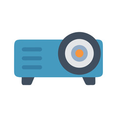 Blue projector vector on black background presentation equipment