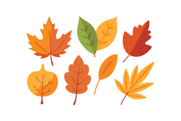 Collection of Autumn Leaves Watercolor Style for Printable Graphics
