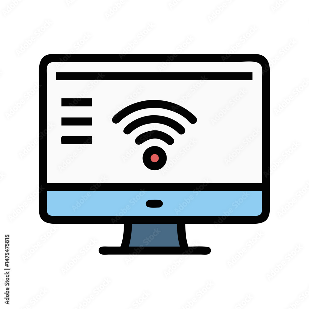 Poster computer screen with wireless signal, internet connection concept