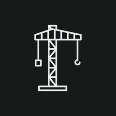 Minimalist Tower Crane Icon Vector Simple Outline Illustration of Construction Lifting Machine Graphic
