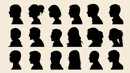 People avatar silhouettes simple silhouette vector isolated on white background  -  