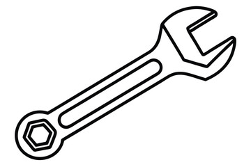 Black outline reveals a combination wrench with boxend and openend design
