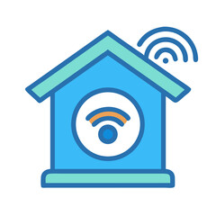 Smart Home Icon with WiFi Connection Illustration