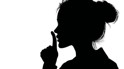 Person whispering silhouette vector isolated on white background  -  