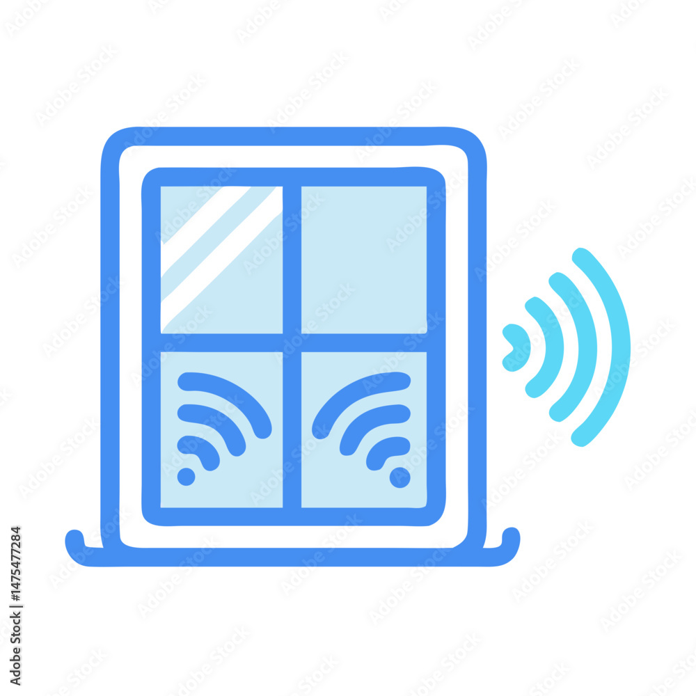 Poster smart window with wifi connectivity icon for automation