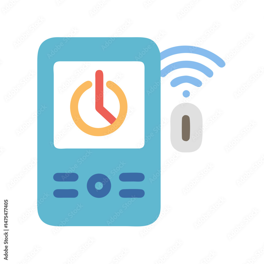 Poster smart device icon with wireless connectivity and timer