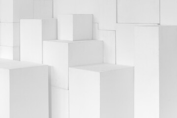 White paper abstract background made of white rectangles.