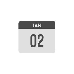 calender icon, 02 january icon with white background