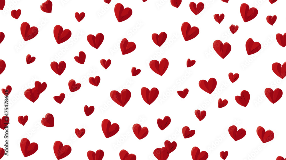 Poster red hearts seamless pattern simple vector on white background -