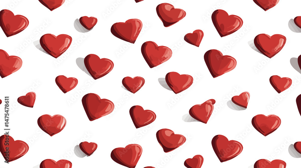 Poster red hearts seamless pattern simple vector on white background -