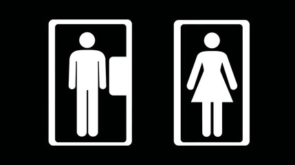 Restroom gender signs simple black silhouette vector isolated on white background  -  