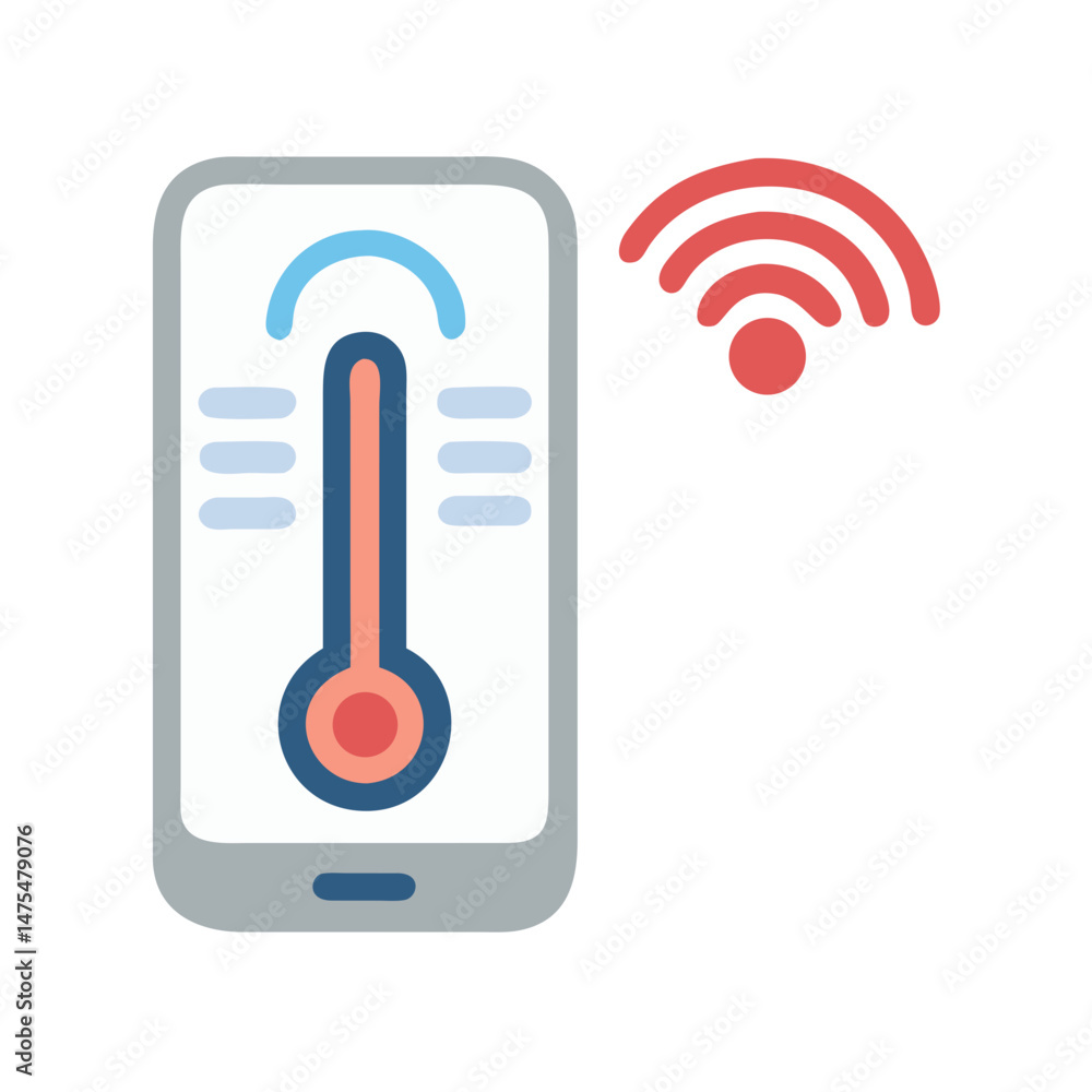 Poster smart thermostat app on phone with wifi connection