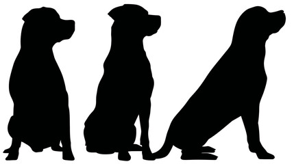 Rottweiler dog set simple silhouette vector isolated on white background  -  