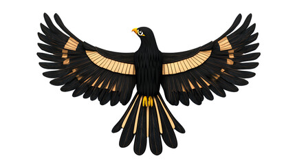 Naklejka premium Pixel Art Black and Gold Eagle with Spread Wings on Transparent