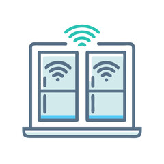 Smart window with wireless connectivity icon illustration