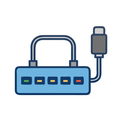 Fototapeta premium USB Hub with ports illustration on a black backdrop