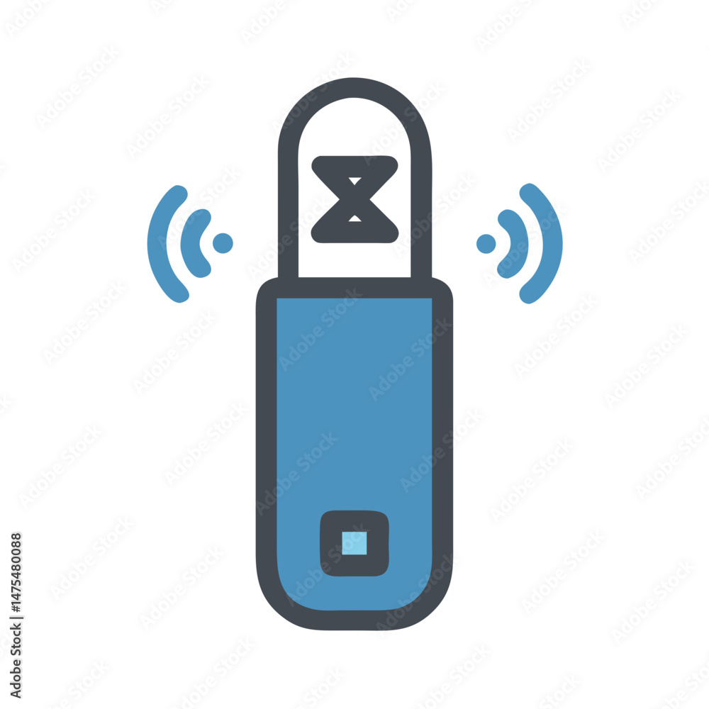 Poster wireless dongle isolated on black background for networks