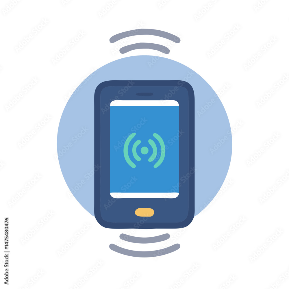 Poster smartphone icon with wireless signal symbol on display