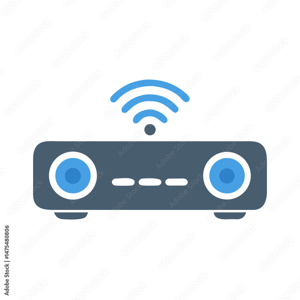 Aufkleber router signal illustration for networking and connectivity setup