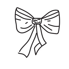 bow ribbon.. party decoration, greeting card. Cute hand drown. element for prints, cards, invitation, flyer and poster.