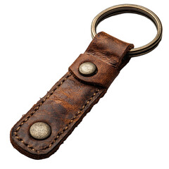 Buy leather keychain handmade vintage key ring holder brown for keys gift on transparent background