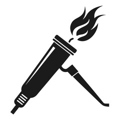 A black caulk gun with flame bursts from its nozzle creates a stark contrast