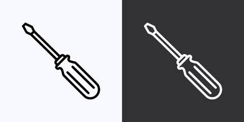 Screwdriver Icon &ndash; Vector Outline &ndash; Black and White Preview