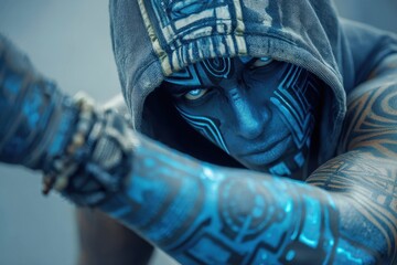 Intense digital portrait of a stylized figure.