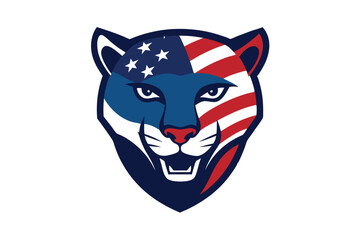 Panther Head in USA Flag Colors 