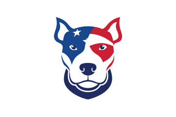 Pit Bull Dog Head in USA Flag Colors