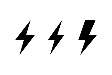 Three black lightning bolt energy power symbol icon