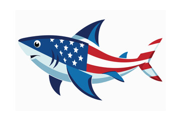 USA Flag Colored Shark Graphic Design for Print