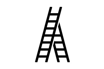 Black ladder icon for construction and home repair