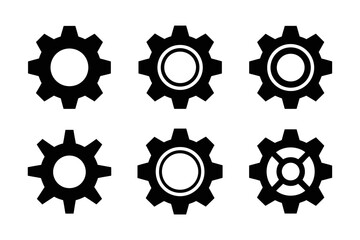 Gear cogwheel mechanism vector illustration set