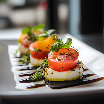 Fresh Caprese Salad with Tomato, Mozzarell,a Basi,l and Balsamic Glaze