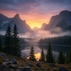 Obraz premium sunrise in the mountains