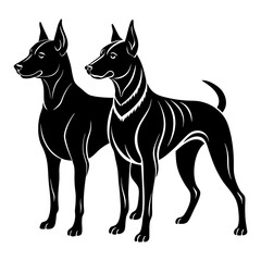 A clean vector Dog silhouettes on a white background, in black with simple vector style