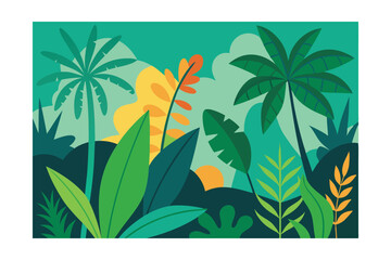 Tropical Jungle Plants Background Vector Design