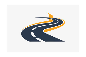 Turning Road Icon Vector Illustration Design Template