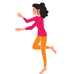 woman dancing, doing yoga or stretching vector icon isolated on white