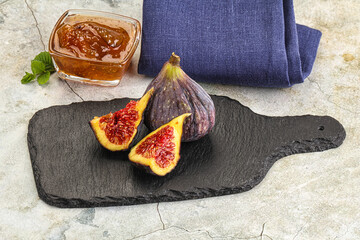 Purple ripe fig with cut