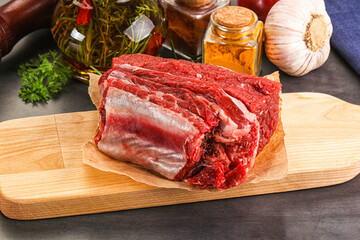 Raw beef ribs for cooking