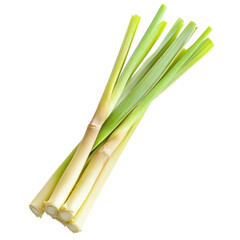 Fototapeta premium Fresh lemongrass stalks isolated on a Transparent background for culinary uses and aroma enhancement, slice of fresh Lemongrass isolated on PNG background