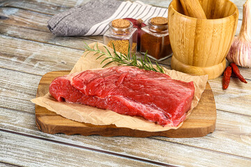 Raw beef flesh for cooking