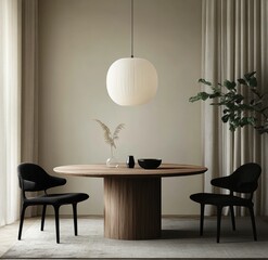 Modern dining area with minimalist design.
