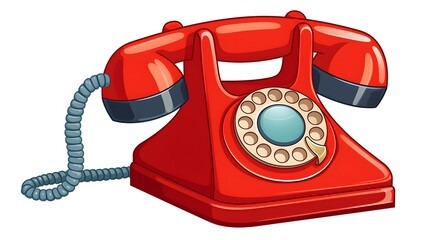 Adorable Cartoon Red Telephone Sticker Vector Illustration for Communication Designs