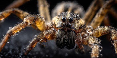 Close-up view of a hairy spider.