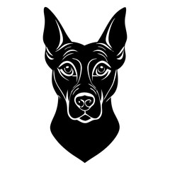 A clean vector dog face silhouettes on a white background, in black with simple vector style
