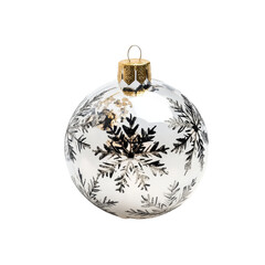 Elegant Christmas glass ball adorned with snowflake design on white background for festive decoration, christmas glass ball on isolated on white background