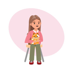 Child holding adorable kitten, modern interior, playful pet scene, friendly and loving, isolated on white